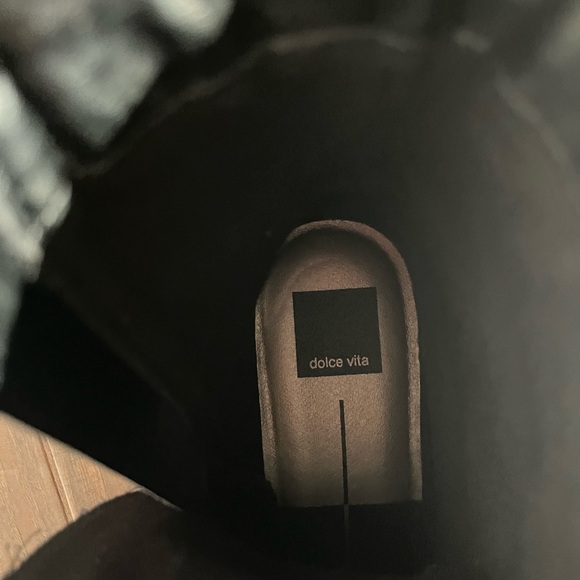 NWOT Dolce Vita Rainer Midnight Crinkle Black Leather Combat Boots-Size 10 - Picture 7 of 9